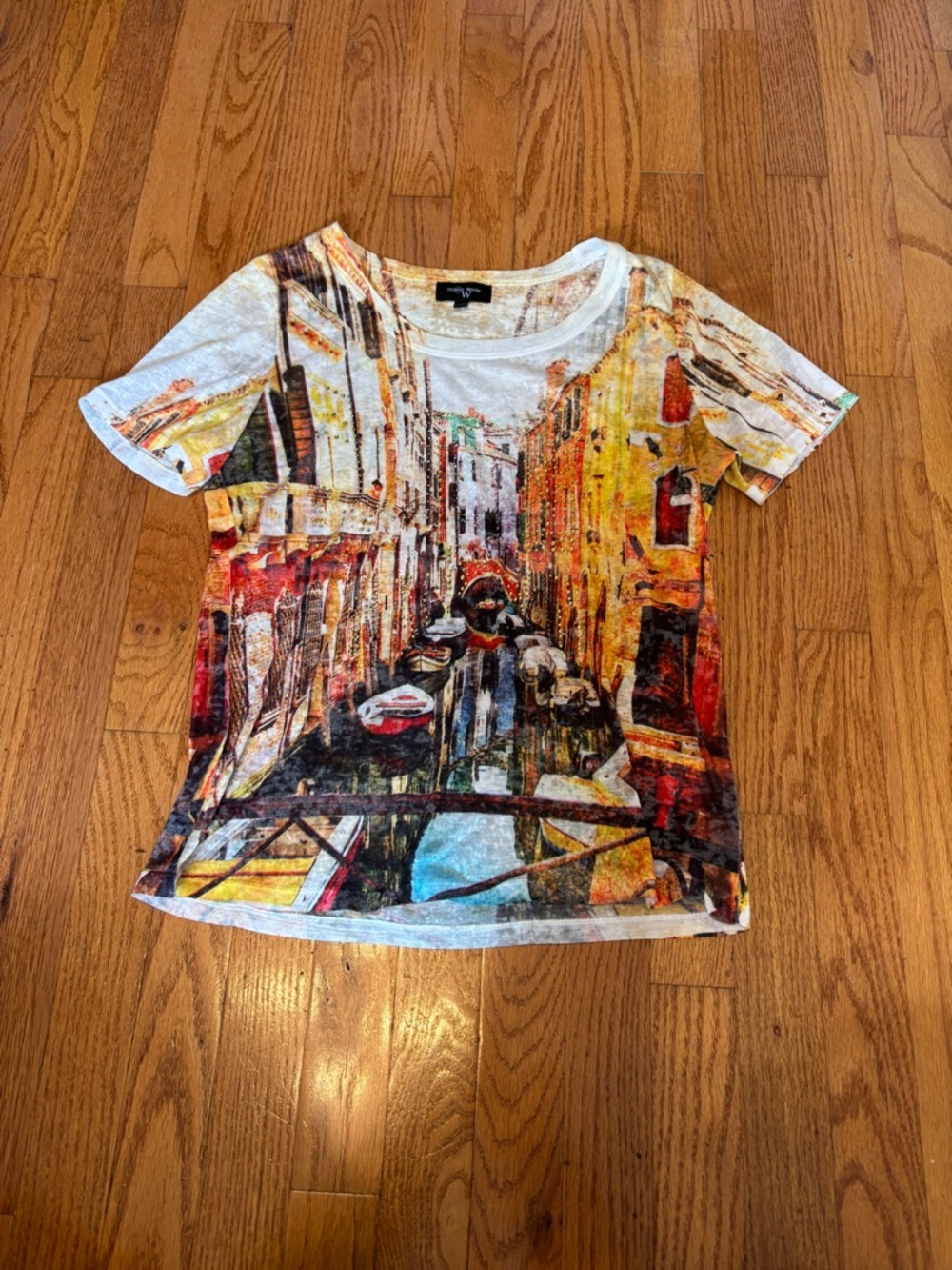 Scenic Canal Print Short Sleeve Kids Tee - White/Multi